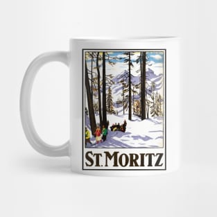 St. Moritz, Switzerland - Vintage Travel Poster Design Mug